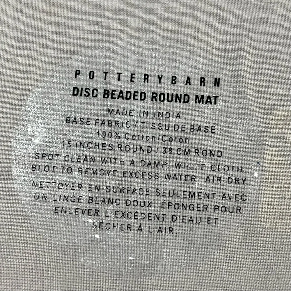 Pottery Barn Round Beaded Placemat Holiday Bling Elegant Party